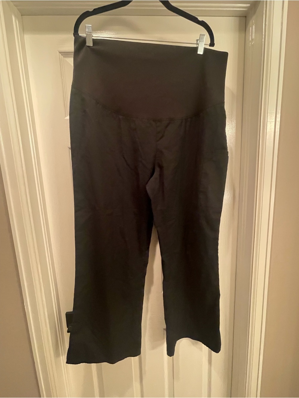 Black High-Waist Wide-Leg Maternity Scrubs